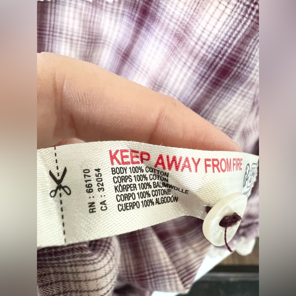 Anthropologie flannel pajama romper Victorian cozy purple plaid 100% cotton fall - Picture 6 of 9